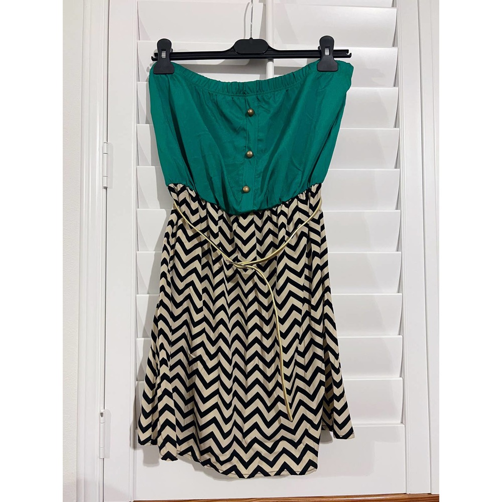 MILLIBON Modcloth Strapless Chevron Dress M (763)